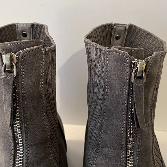 AK Anne Klein IFLEX Gray Sock Knit Zip Ankle Boots Wedge Heels Women's Size 11M - Picture 7 of 16